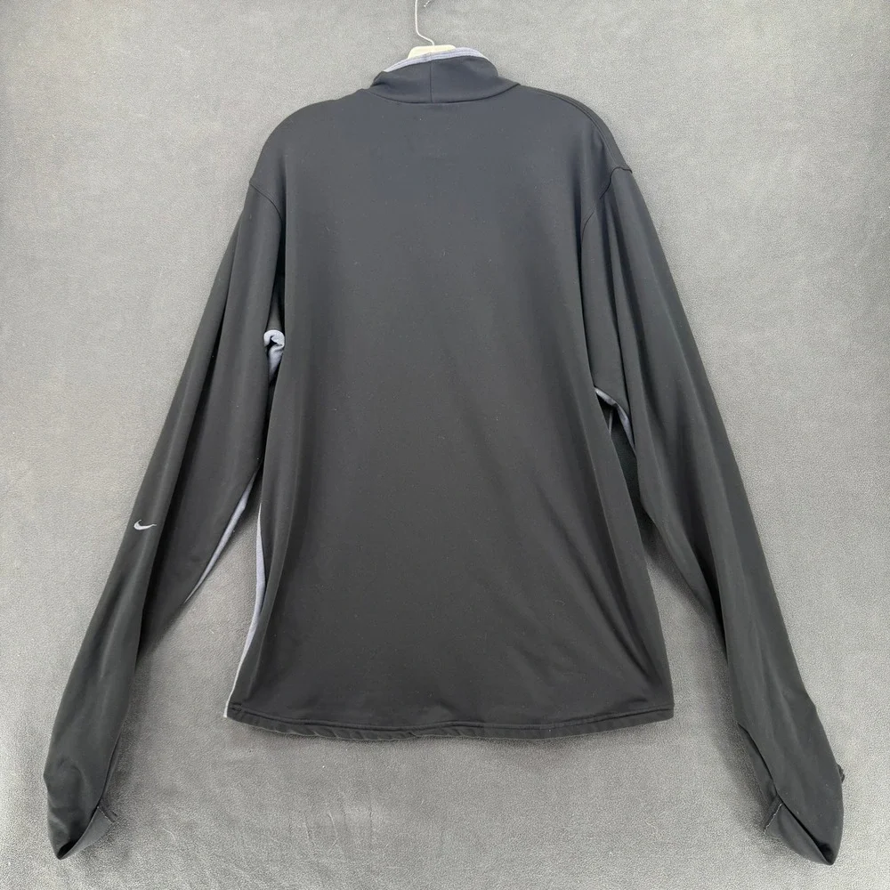 Nike Dri-FIT Men's XL Mock Neck Long Sleeve Running Shirt Black Y2K Thumbholes
